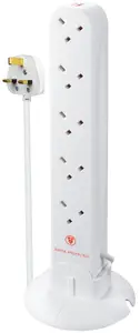 Masterplug SRGTOW10210-BD 10 socket 13A Surge protected White Extension lead, 2m