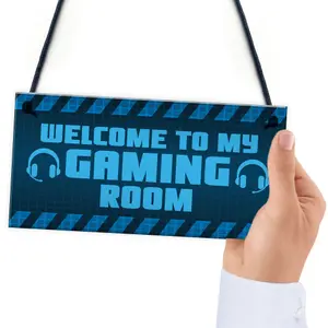 Welcome To My Gaming Room Sign Boys Bedroom Man Cave Sign Christmas Gamer Gift