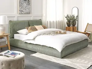 Corduroy EU King Size Bed Green VINAY