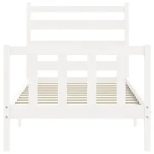 Berkfield Bed Frame with Headboard White 100x200 cm Solid Wood