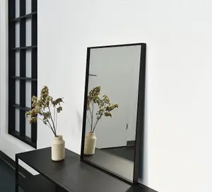 nielsen Arlott Aluminium Rectangular Wall Mirror, Matt Black, 50 x 70cm