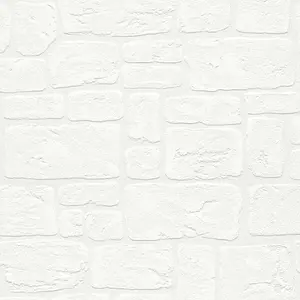 AS Creation Blown Vinyl Stone Brick White Wallpaper 2040-42