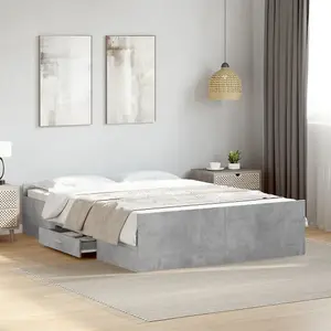 Berkfield Bed Frame with Drawers without Mattress Concrete Grey 140x190 cm