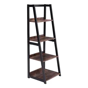 4 Tier Shelving Unit with Wood Shelf Bookcase Display Shelf