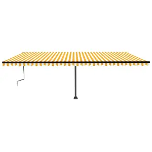 Berkfield Manual Retractable Awning with LED 600x350 cm Yellow and White