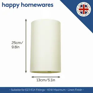 Contemporary and Stylish Soft Cream Linen Fabric Tall Cylindrical 25cm Lampshade