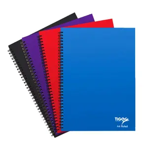 Tiger Stationery Ring Bound Notebooks Black/Blue/Red/Purple (A5)