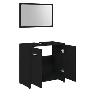 Berkfield 4 Piece Bathroom Furniture Set Black Engineered Wood