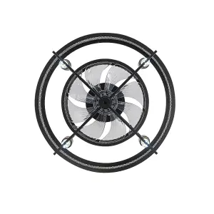 Black 8 Blade Industrial Metal  Ceiling Fan Lights with Remote Control 3 speed Adjustable  20.1 Inch