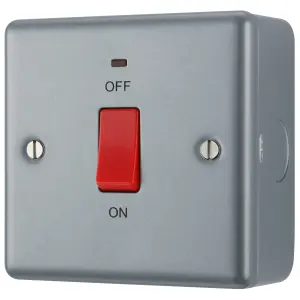 BG Metal Clad 45A Square Double Pole Switch With Power Indicator