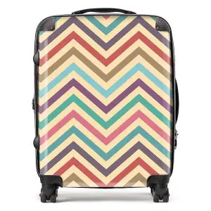 Geometric Vintage Colored Chevron Pattern Suitcase - Large