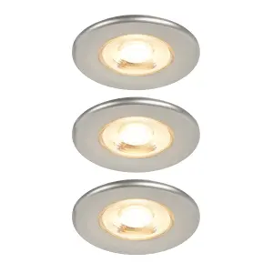 Gamow Matt Pewter effect Fixed LED Fire-rated Warm & neutral Downlight 5W IP65, Pack of 3