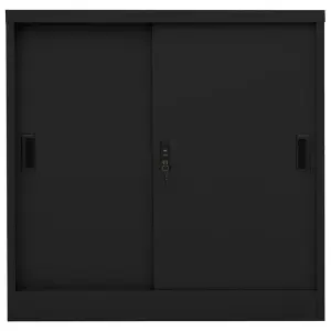 Berkfield Office Cabinet with Sliding Door Black 90x40x90 cm Steel