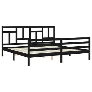 Berkfield Bed Frame with Headboard Black 200x200 cm Solid Wood