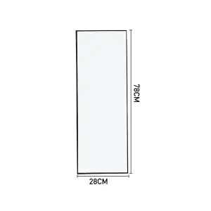 Black Rectangle Framed Mirror Wall Mounted or Over The Door Mirror Dressing Mirror 28 cm x 78 cm