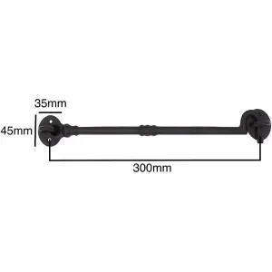 EAI Cabin Hook Iron Strong Hold Back Gate or Door Hook Barrel Style Cast Iron -  300mm - Black