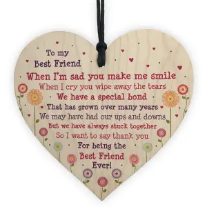 Red Ocean Best Friend Plaque Friendship Sign For Christmas Birthday Gift Handmade Wooden Heart Sign Keepsake Gift For Friend