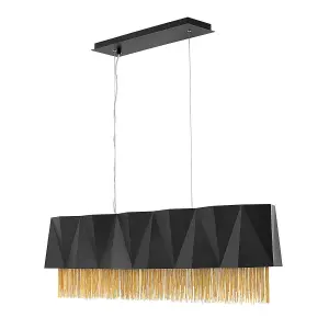 6 Bulb Ceiling Pendant Light Fitting Satin Black/ Gold LED E27 60W Bulb