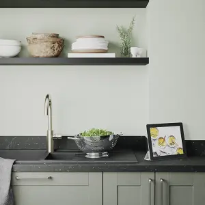 GoodHome Kala Matt Black Stone effect Upstand (L)3000mm