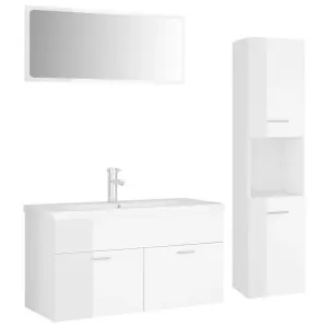 Berkfield Bathroom Furniture Set High Gloss White Engineered Wood