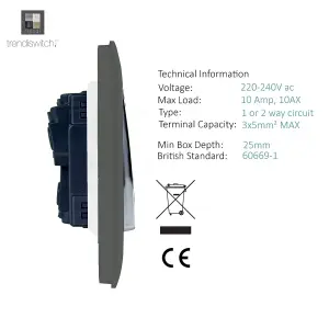 Trendiswitch Charcoal 1 Gang 2 Way 10 Amp Switch