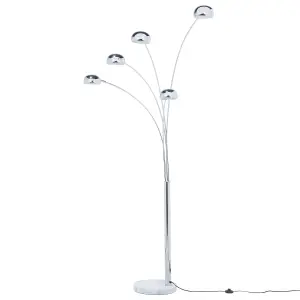 5 Light Metal Floor Lamp Silver FLINDERS