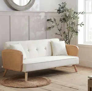 Rattan Sofa Bed White Boucle Fabric Birlea Lima 3 Seater Settee Click Clack