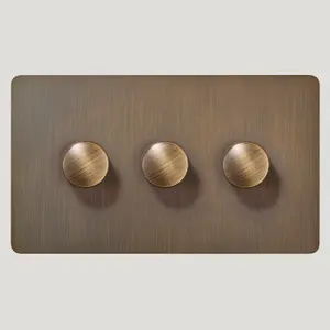 KEPLER 3G Knurled Dimmer Switch - Antique Brass