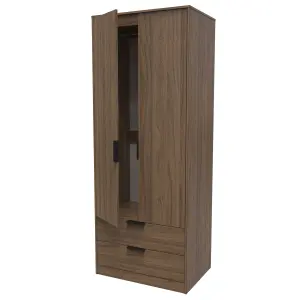 Fuji 2 Door 2 Drawer Wardrobe in Carini Walnut (Ready Assembled)