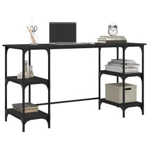 Berkfield Desk Black 140x50x75 cm Metal and Engineered Wood