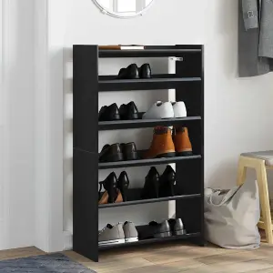 Berkfield Shoe Rack Black 60x25x100 cm Engineered Wood