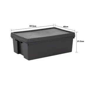 3 x Wham Bam 36L Stackable Recycled Plastic Storage Box & Lid Black