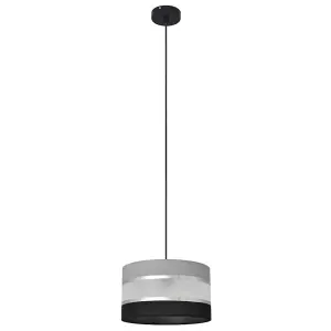 Luminosa Helen Cylindrical Pendant Ceiling Light Grey, Silver, Black 25cm