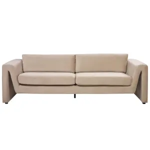 Beliani Modern Velvet Sofa Beige MAUNU