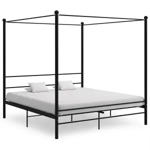 Berkfield Canopy Bed Frame Black Metal 180x200 cm 6FT Super King