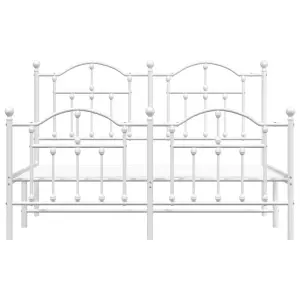 Berkfield Metal Bed Frame with Headboard and Footboard White 140x190 cm