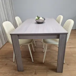 Dining Table With 4 Cream Stitched Chairs Kitchen Dining Table for 4 Dining Room Dining Set