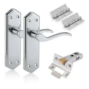 XFORT Polished Chrome London Suite Lever Latch Door Pack, Complete Set.