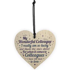 Red Ocean Colleague Plaque Wooden Heart Gift For Colleague Birthday Christmas Card Gift Keepsake Sign