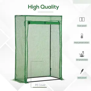 Outsunny 100 x 50 x 150cm Greenhouse w/ Zipper Roll-up Door Outdoor Green