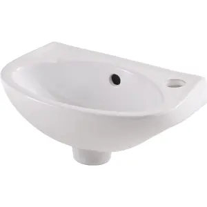 GoodHome Bori Gloss White Oval Wall-mounted Cloakroom Basin (W)35cm