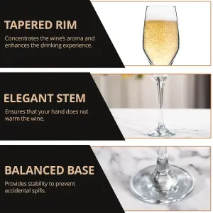 Homiu Champagne Prosecco Flutes Pack of 6 - Dishwasher Safe - Napoli Collection