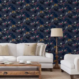 World of Wallpaper Mystical Forest Wallpaper Navy (900106-BUR)