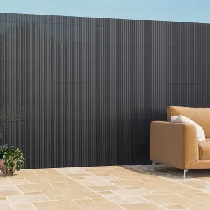 Dark Grey PVC Privacy Fence Sun Blocked Garden Screen Panel Blindfold for Balcony L 3m x H 2m