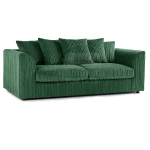 Luxor Jumbo Cord 3 + 1 + 1 Fabric 3 Piece Sofa Suite - Scatter Back Green