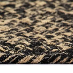 Handmade Rug Jute Black and Natural 90 cm