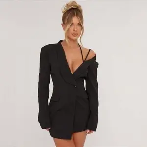 Strappy Detail Blazer Dress In Black Woven, Women's Size UK 10