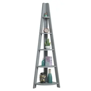 Arelious Corner Bookcase Light Grey