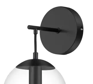 GoodHome Dacite Ball Matt Black Paint effect Wired LED Wall light