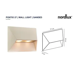 Nordlux Pontio 27 Outdoor Patio Terrace Garden Wall Light In Sanded (Height) 19cm